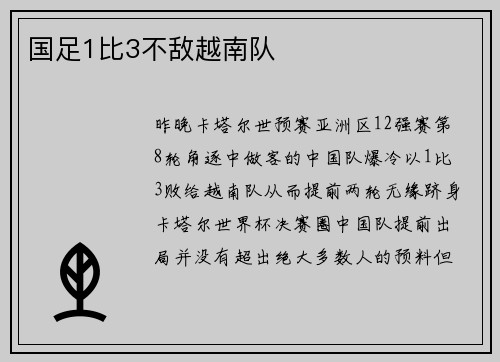 国足1比3不敌越南队